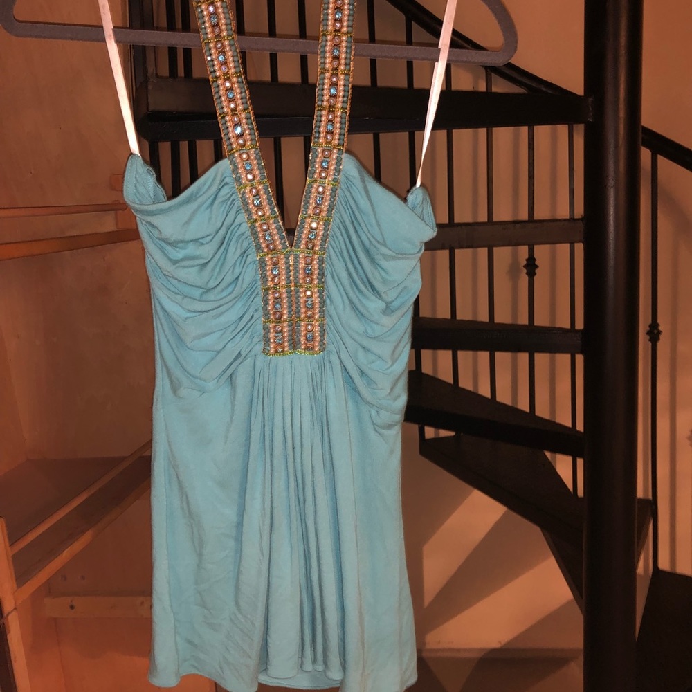 Blue Jeweled Halter Top